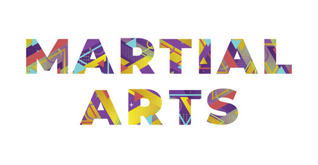 Martial Arts Concept Retro Colorful Word Art Illustration