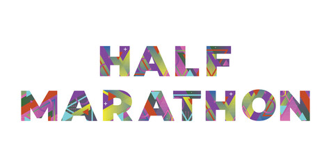 Half Marathon Concept Retro Colorful Word Art Illustration