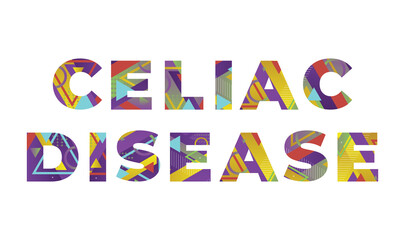 Celiac Disease Concept Retro Colorful Word Art Illustration