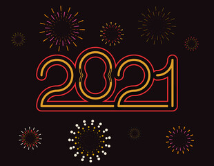 happy new year, colored 2021 numbers, design elements for new year decor, 2021 vector