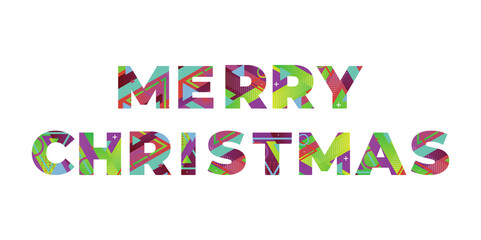 Merry Christmas Concept Retro Colorful Word Art Illustration
