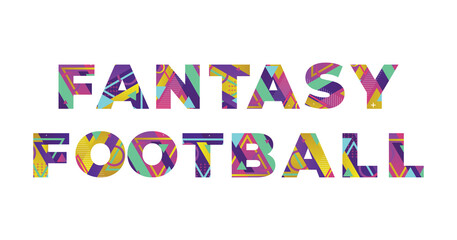 Fantasy Football Concept Retro Colorful Word Art Illustration