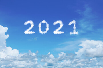 Naklejka na ściany i meble 2021 Cloud Shape on Blue Sky