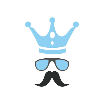 Hipster glasses with crown and mustache vector design