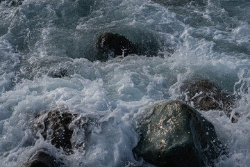 sea waves and large stones