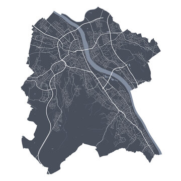 Bonn map. Detailed map of Bonn city poster with streets. Cityscape vector.