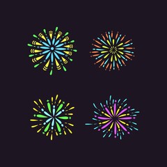 Collection of Colorful Fireworks