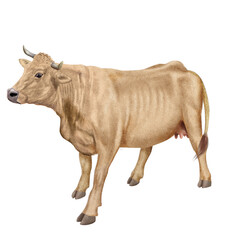 vache laitière, animal, ferme, bétail, beige, gazon, agriculture, boeuf, taureau, champ, alpage, mammifère, isolé, prairie, mollet, lait, nature, rural, vert, domestique, exploitation laitière, pâtura