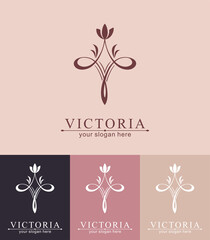 Letter V logo template. Monnogram, delicate floral design. Personal logo. Vector design.