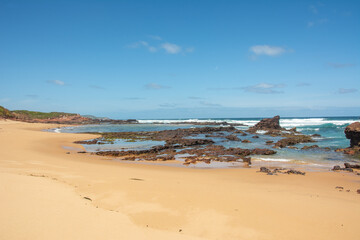 Fototapeta na wymiar View of the spectacular rocks on Surf Beach, Phillip Island, Victoria, Australia