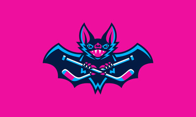 Bat hockey sports vector mascot logo design