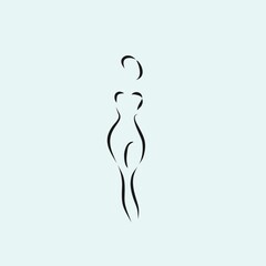 woman nude line illustration logo design vector