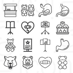 16 pack of suffer  lineal web icons set