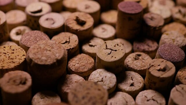 various corks from wine bottles as a video background
