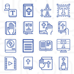16 pack of holy writ  lineal web icons set