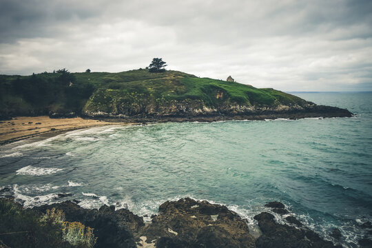 Cove and beach landscape in Brittany, France