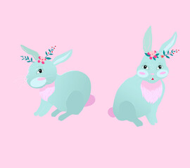 Obraz na płótnie Canvas Cute Easter bunnies 