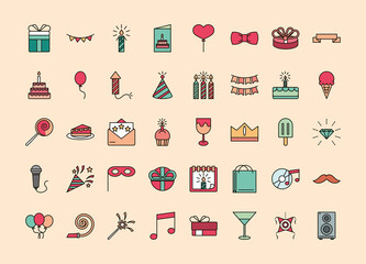 set of happy birthday gift cake candle balloon hat horn confetti calendar