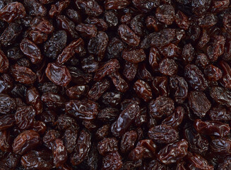 Raisins as background Grape Raisin texture.