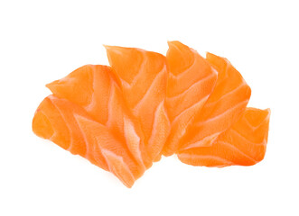 Top view of Fillet of salmon isolated on white background