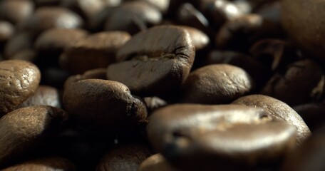 Large beautiful coffee beans. Coffee beans in the background. Coffee beans close up.