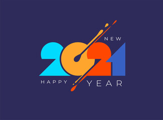 2021 Happy New Year logo text liquid splash drops. 2021 colored number design template.