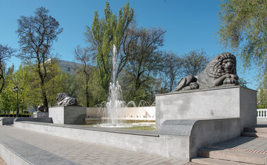   Fountain with lions on Sokolov Avenue