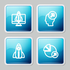 Fototapeta premium Set line Startup project concept, Head hunting, and Financial growth icon. Vector.