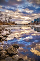 Vivid Cloudy Sunrise Over The Calgary River