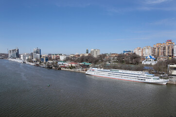  Tourist ships in the port on the Don river are preparing for summer navigation