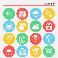 16 pack of noon  filled web icons set