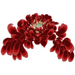 Vector stylized chinese decorative peony/ Floral head. Beautiful petals and heart - 397071493