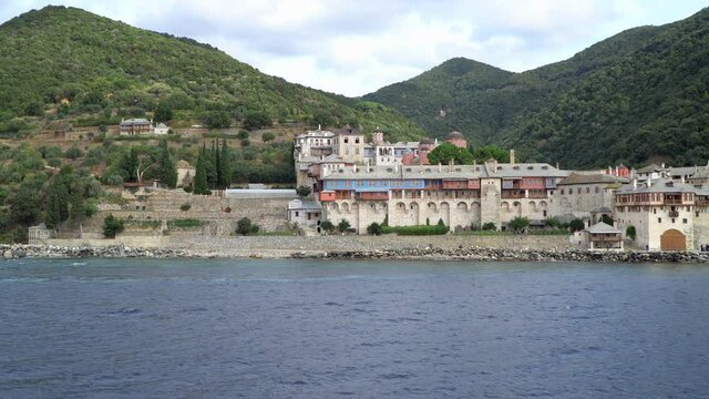 Monastery of Xenophontos (Xenophon) in the Holy Mountain (Agio Oros) of Athos in Macedonia, Greece.