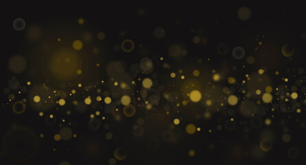 Yellow lights on a dark background. Blurry spots. Defocused