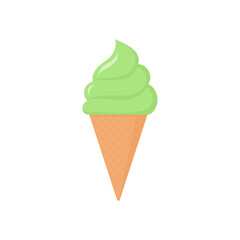 Ice cream in a waffle cone. Vector stock flat illustration isolated on a white background