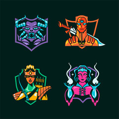 Set of e-sport mascot vector logo design collection