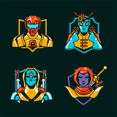 Set of e-sport mascot vector logo design collection