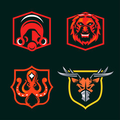 Set of e-sport mascot vector logo design collection