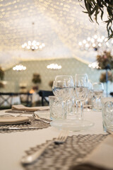 christmas table setting in a restaurant
