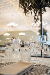 table setting in the restaurant