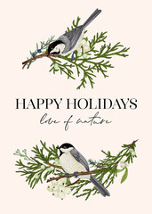 Christmas card with two birds. © Lisla