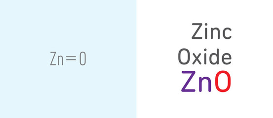 Zinc Oxide (ZnO) gas molecule.Stick model. Structural Chemical Formula. Chemistry Education