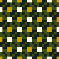 Squares, figures seamless pattern. Folk wallpaper. Tribal motif. Checks, shapes ornate. Geometric background. Ethnic ornament. Textile print, web design, geometry abstract. Geometrical image. Vector.