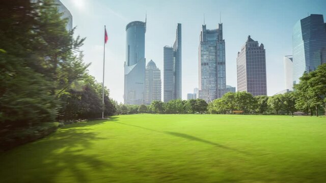 hyper lapse, park in lujiazui financial centre, Shanghai, China