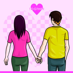 Obraz premium man and woman hold hand with love together