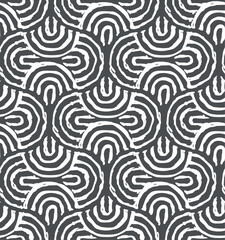 Seamless interlaced stylish pattern. Repeating vector geometric background design with thin arcs.