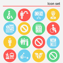 16 pack of exemption  filled web icons set