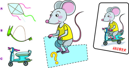 quiz game rat ride the bike cartoon