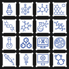 16 pack of atomic theory  lineal web icons set