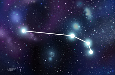 Aries constellation in night sky. Zodiac sign aries © Volha